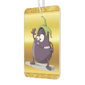 Cartoon aubergine met grote ogen groen haar 2 luchtverfrisser (Links)