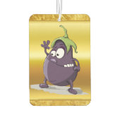 Cartoon aubergine met grote ogen groen haar 2 luchtverfrisser (Achterkant)
