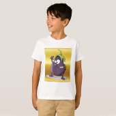 Cartoon aubergine met grote ogen groen haar 2 t-shirt (Voorkant volledig)