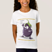 Cartoon-aubergine met grote ogen groen haar t-shirt (Voorkant)