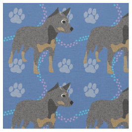 Cartoon Australian Cattle Dog (blauw) Stof