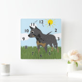 Cartoon Australian Cattle Dog Clock Vierkante Klok (Huis)