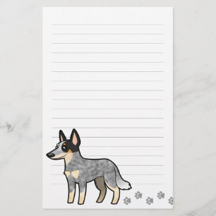 Cartoon Australian Cattle Dog/Kelpie Briefpapier