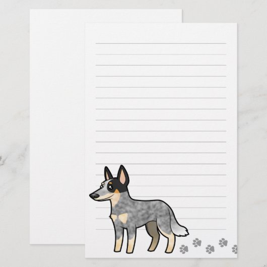 Cartoon Australian Cattle Dog/Kelpie Briefpapier (Voorkant / Achterkant)