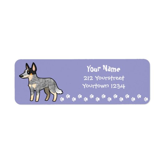 Cartoon Australian Cattle Dog/Kelpie Etiket (Voorkant)