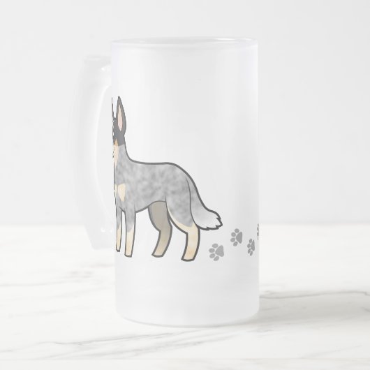 Cartoon Australian Cattle Dog/Kelpie Matglas Bierpul (Voorkant links)