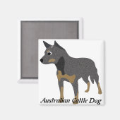 Cartoon Australian Cattle Dog Magneet (Voorkant / Achterkant)