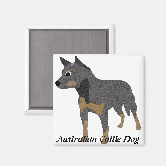 Cartoon Australian Cattle Dog Magneet (Voorkant / Achterkant)