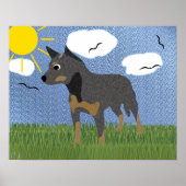 Cartoon Australian Cattle Dog Poster (Voorkant)