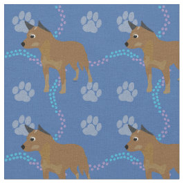Cartoon Australian Cattle Dog (Rood) Stof