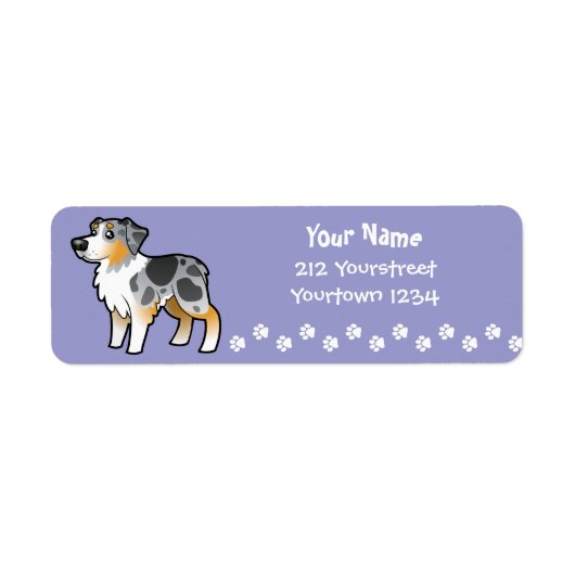 Cartoon Australian Shepherd Etiket (Voorkant)