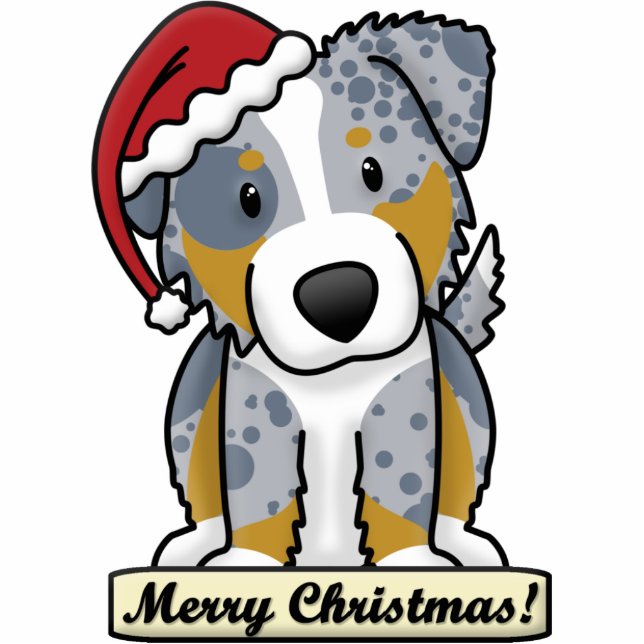 Cartoon Australian Shepherd kerstversiering Fotobeeldje Ornament (Voorkant)