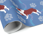 Cartoon Australian Shepherd Running Red 3 Cadeaupapier (Rol Hoek)
