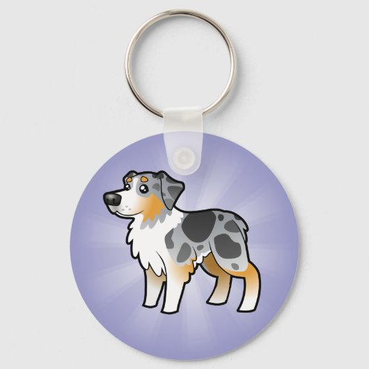 Cartoon Australian Shepherd Sleutelhanger (Voorkant)