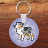 Cartoon Australian Shepherd Sleutelhanger (Voorkant)