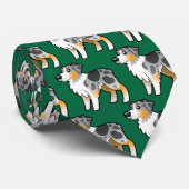 Cartoon Australian Shepherd Stropdas (Opgerold)