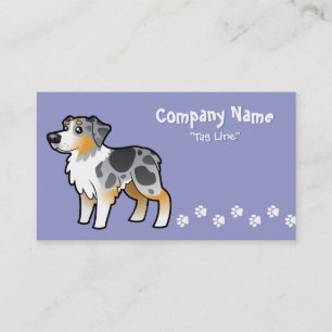 Cartoon Australian Shepherd Visitekaartje