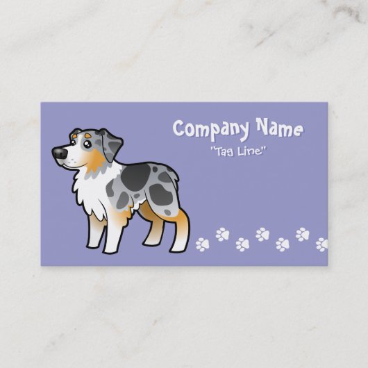Cartoon Australian Shepherd Visitekaartje (Voorkant)
