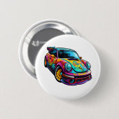 Cartoon auto illustratie ronde button 5,7 cm (Voorkant /achterkant)