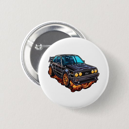 Cartoon auto illustratie ronde button 5,7 cm (Voorkant /achterkant)