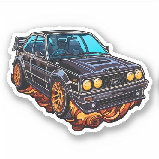 Cartoon auto illustratie sticker (Voorkant)