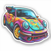 Cartoon auto illustratie sticker (Voorkant)