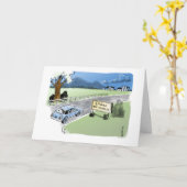 Cartoon auto op SPAM snelweg voor Happy Birthday Kaart (Gele Bloem)