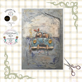 Cartoon auto personages met textured look tissuepapier