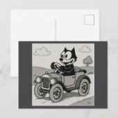 Cartoon auto rijden briefkaart (Voorkant / Achterkant)