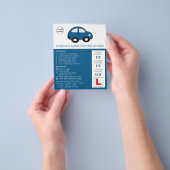 Cartoon auto, Rijschool, Instructeur Advert Flyer (Hand)