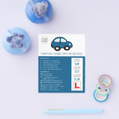 Cartoon auto, Rijschool, Instructeur Advert Flyer (Enkel)