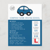 Cartoon auto, Rijschool, Instructeur Advert Flyer (Voorkant)