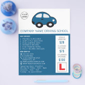 Cartoon auto, Rijschool, Instructeur Advert Flyer (Enkel)