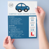 Cartoon auto, Rijschool, Instructeur Advert Flyer (Hand)