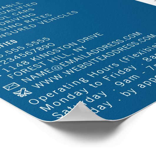 Cartoon auto, Rijschool, Instructeur Advert Poster (Hoek)