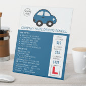 Cartoon auto, Rijschool, Instructeur Advert Reclamebord Met Voetstuk (Insitu)