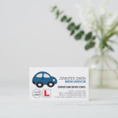 Cartoon auto, rijschool/instructeur afspraak visitekaartje (Staand voorkant)