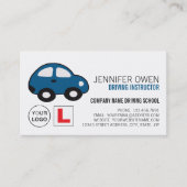 Cartoon auto, rijschool/instructeur afspraak visitekaartje (Voorkant)