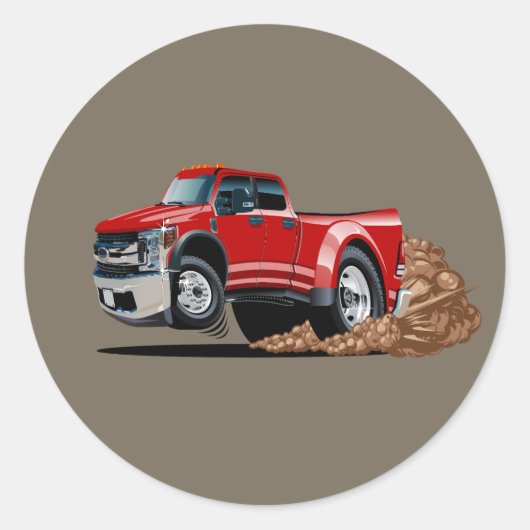 Cartoon auto ronde sticker (Voorkant)
