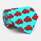 cartoon auto rood blauw stropdas dubbelzijdig (Opgerold)