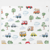 Cartoon auto's met Voertuigen Naadloos Patroon Fleece Deken (Voorkant (Horizontaal))