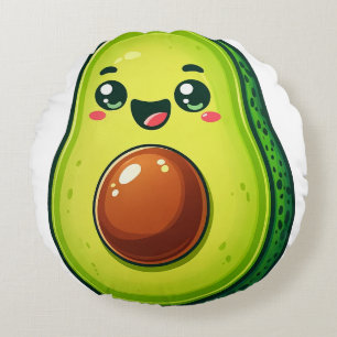 Cartoon avocado half rond kussen - Whimsical