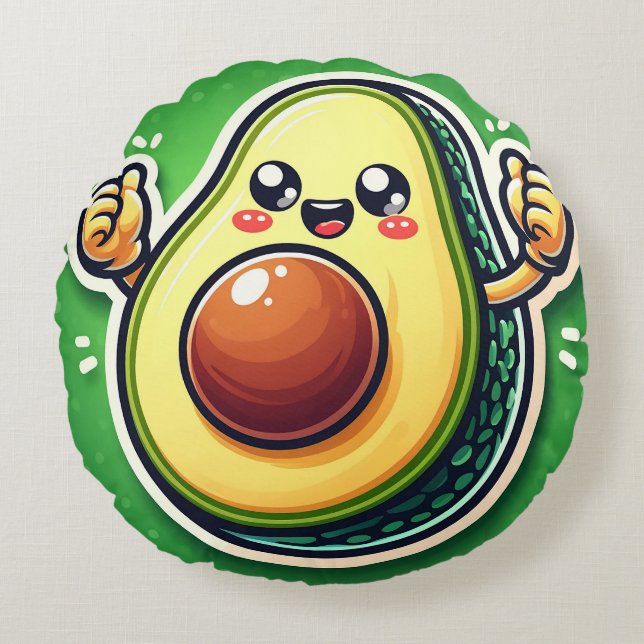 Cartoon avocado half rond kussen - Whimsical (Voorkant)