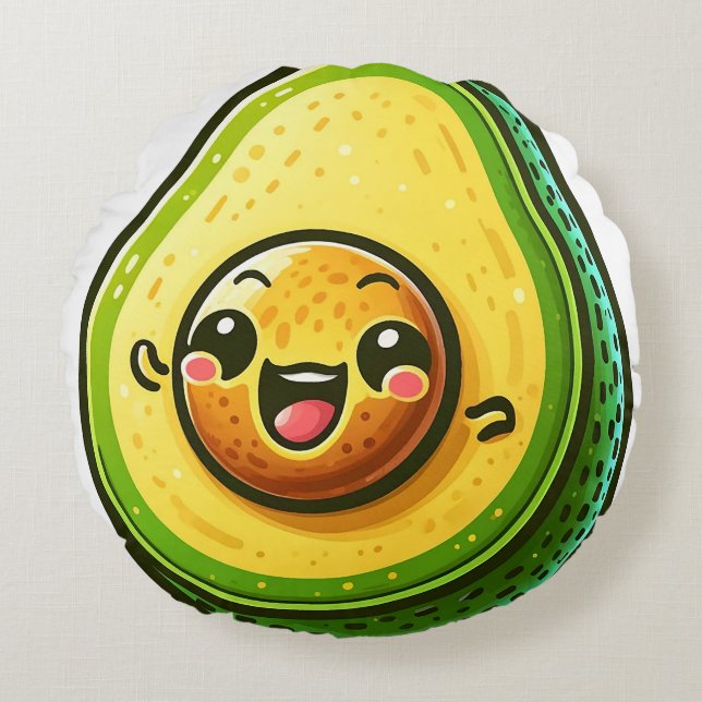 Cartoon avocado half rond kussen - Whimsical (Voorkant)