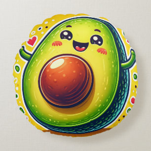 Cartoon avocado half rond kussen - Whimsical