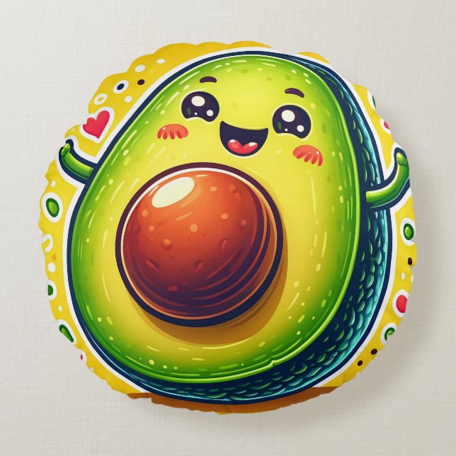 Cartoon avocado half rond kussen - Whimsical (Voorkant)