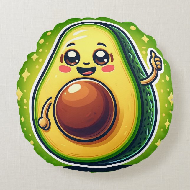 Cartoon avocado half rond kussen - Whimsical (Voorkant)