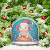 Cartoon Axolotl in het Santa Hat Christmas Snow We Sneeuwbol (Kerstmis)
