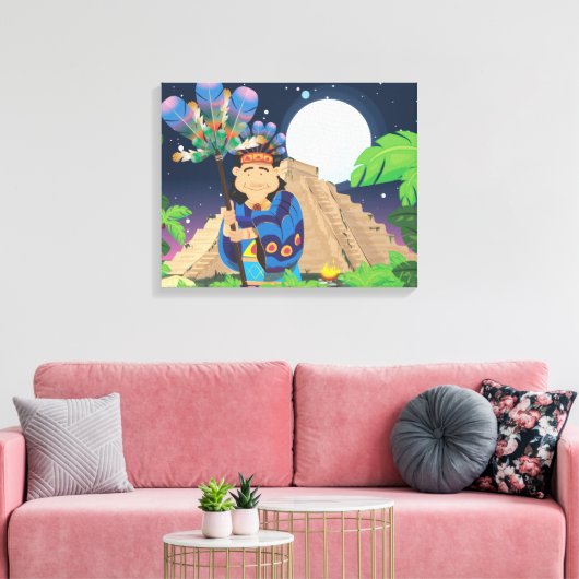 Cartoon Aztek Canvas Afdruk (Insitu (Woonkamer))