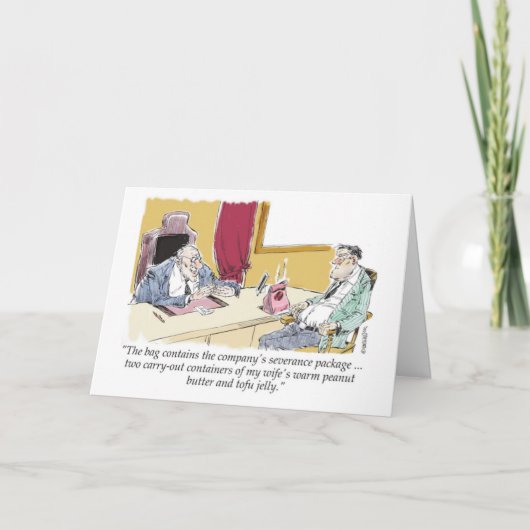 Cartoon baas biedt ontslagpakket onzin aan kaart (Voorkant)